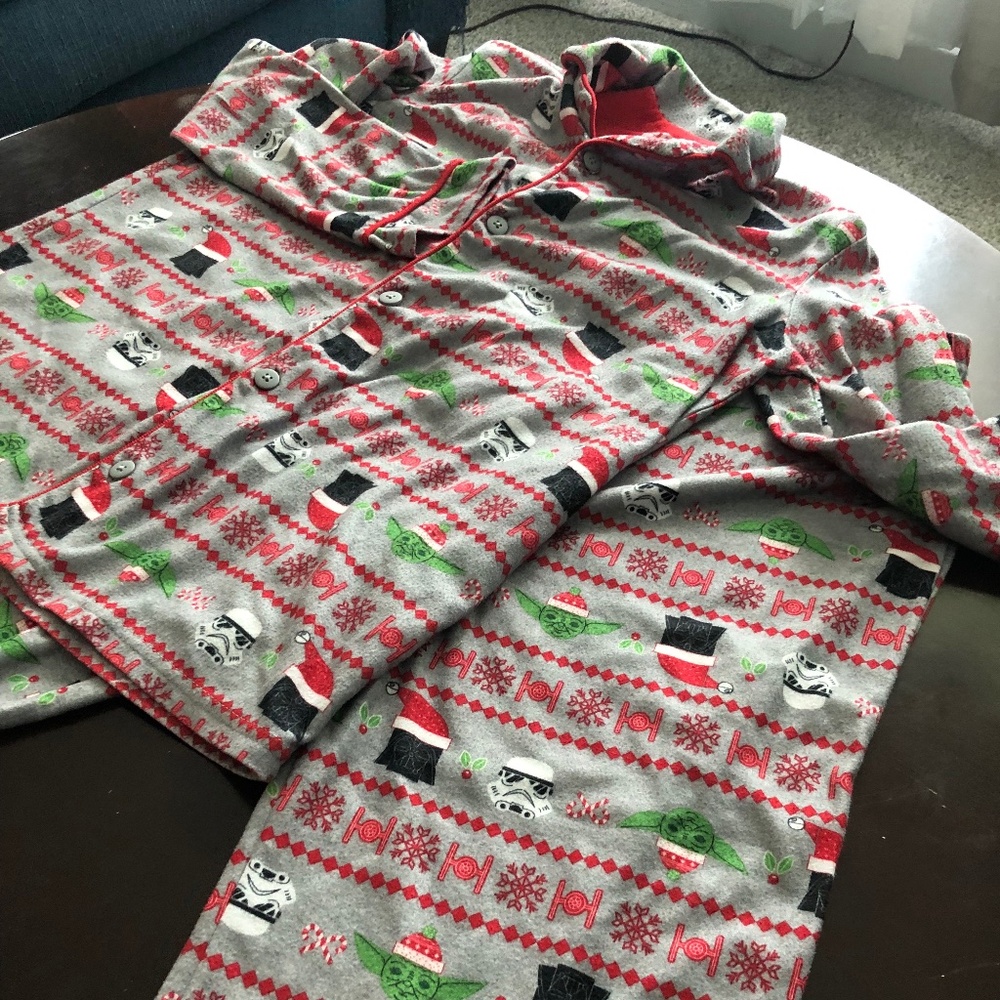 Flannel Star Wars Pajama Set Girls Large 12/14 Button Top Joggers Holiday